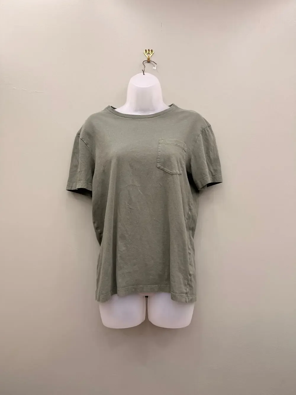 J.Crew Slim Washed Pocket Tee Men M Sage Olive 100% Cotton Garment Dyed